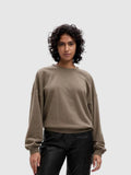Women Cotton Blend Taupe Solid Sweatshirt | HD56 - view 1