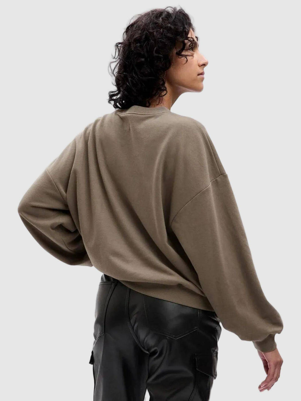 Women Cotton Blend Taupe Solid Sweatshirt | HD56 - view 2