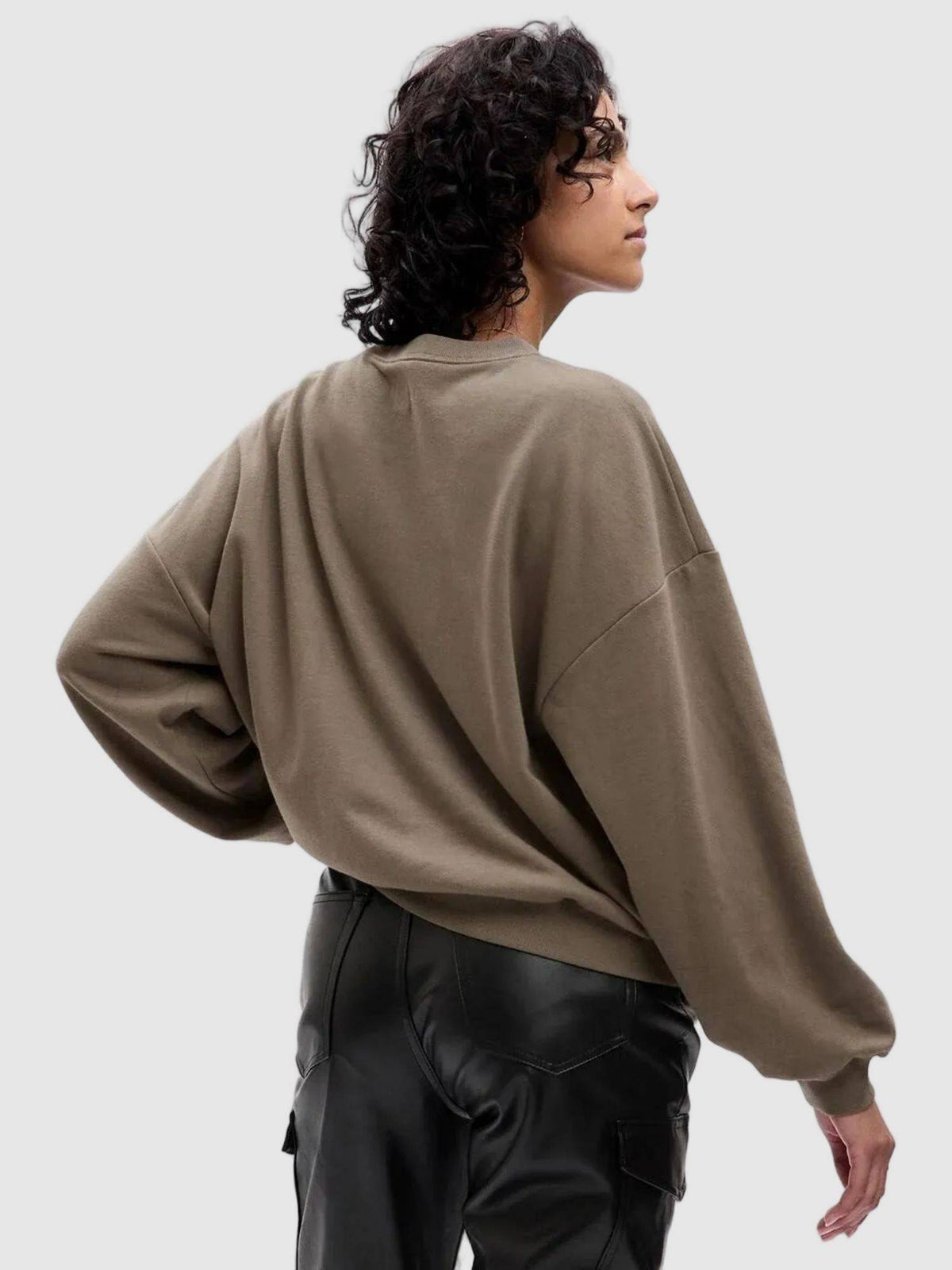 Women Cotton Blend Taupe Solid Sweatshirt | HD56 - view 2