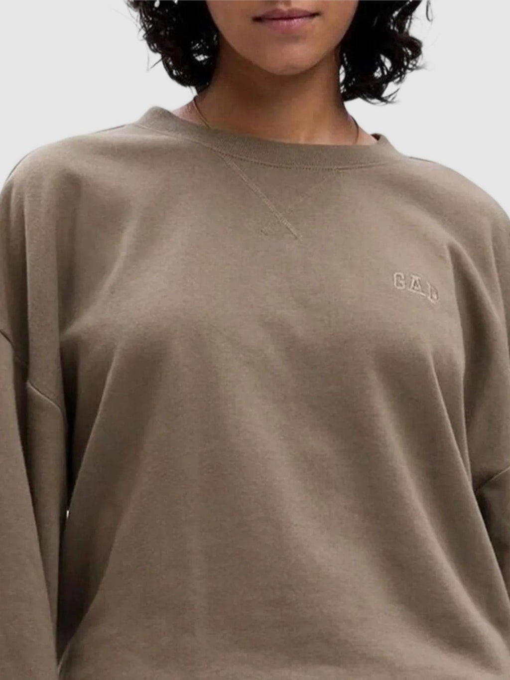 Women Cotton Blend Taupe Solid Sweatshirt | HD56 - view 3
