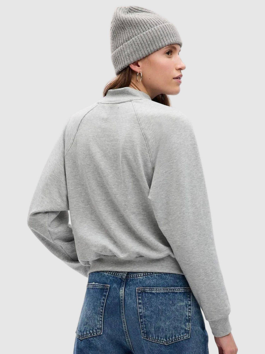 Women Knitted Grey Solid Sweatshirt | HD56 - view 2