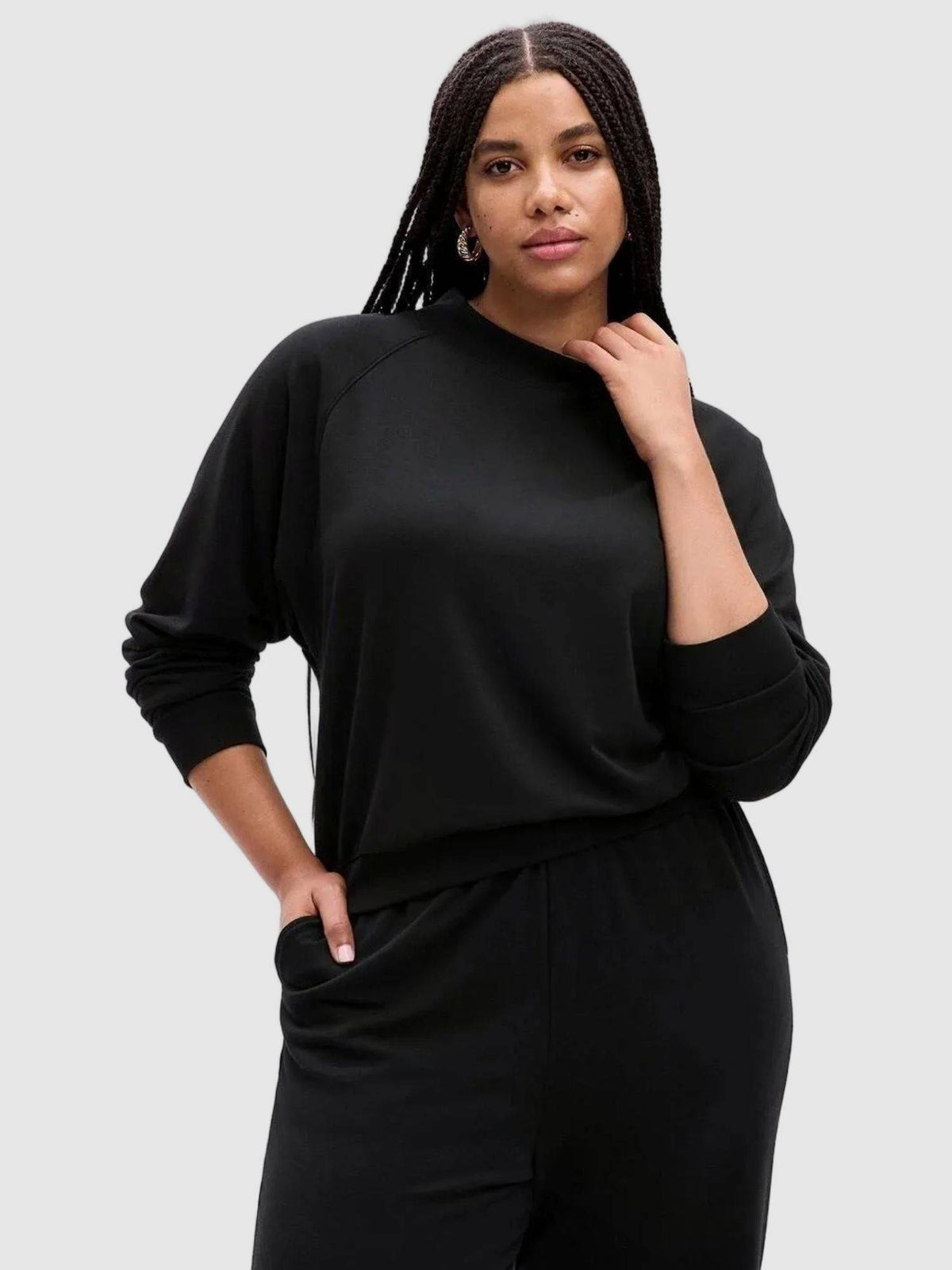 Women Knitted Black Solid Sweatshirt | HD56 - view 1
