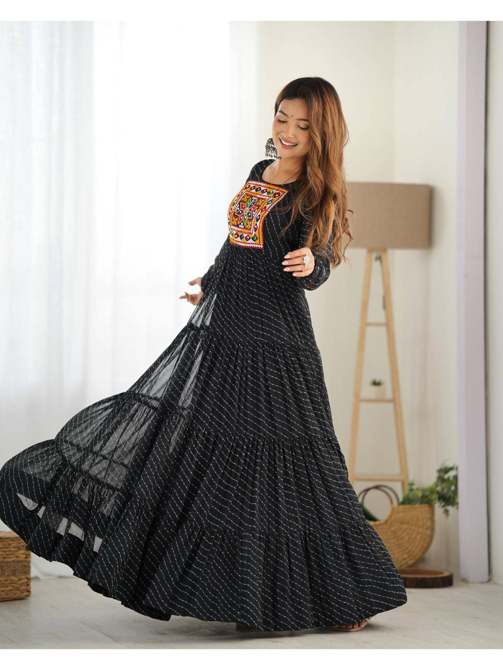 Womens Beautiful Printed Fox Georgette Flared Anarkali Kurta - Green | KDG - view 9