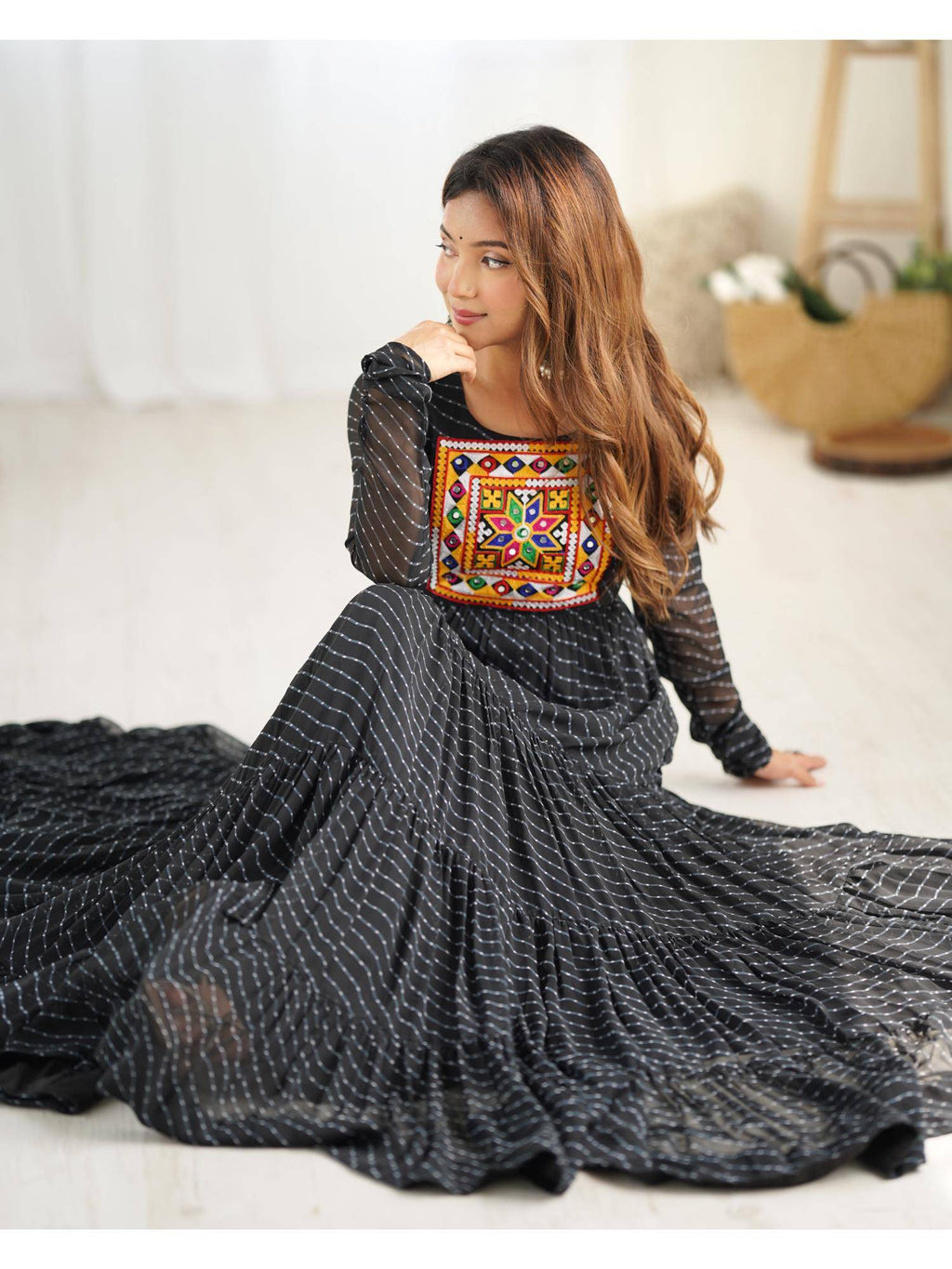 Womens Beautiful Printed Fox Georgette Flared Anarkali Kurta - Green | KDG - view 11