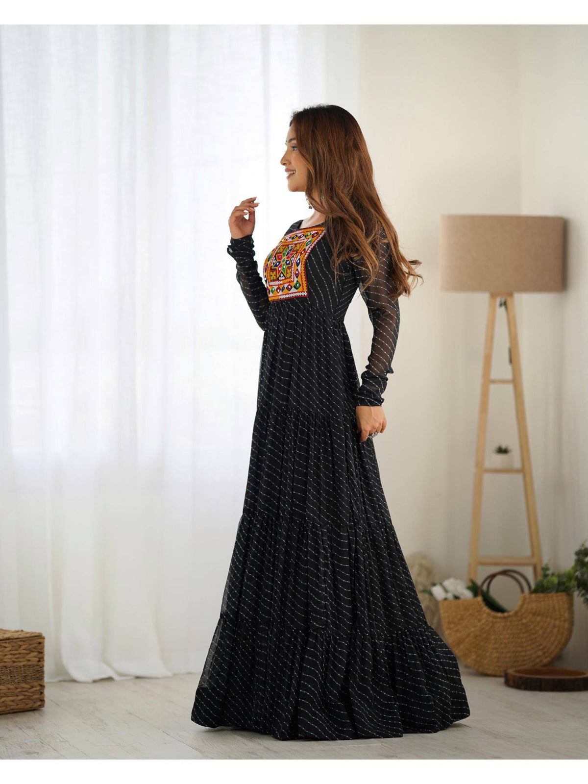 Womens Beautiful Printed Fox Georgette Flared Anarkali Kurta - Green | KDG - view 12