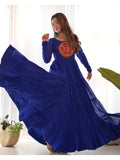 Womens Beautiful Printed Fox Georgette Flared Anarkali Kurta - Blue | KDG - view 1