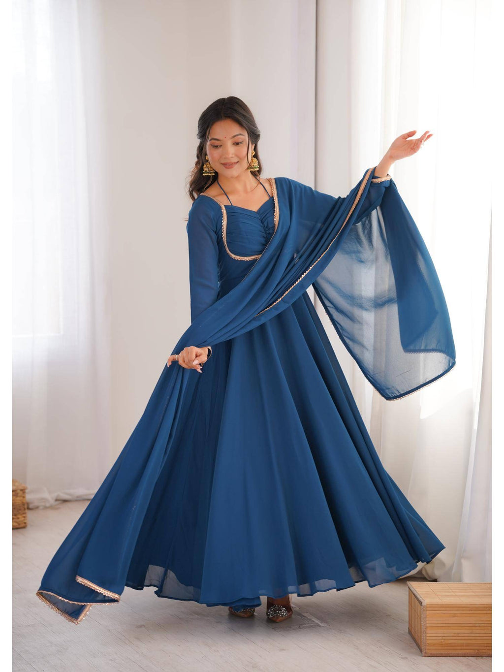 Womens Mauve Georgette Anarkali Kurta with Dupatta | KDG - view 28