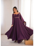 Womens Mauve Georgette Anarkali Kurta with Dupatta | FY93 - view 30