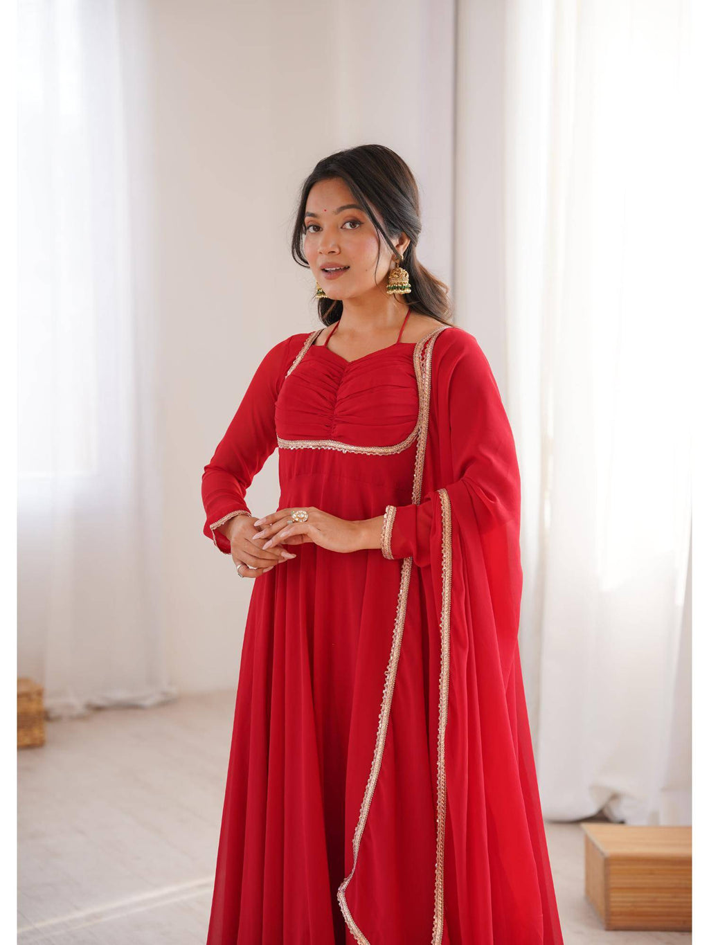 Womens Mauve Georgette Anarkali Kurta with Dupatta | KDG - view 18