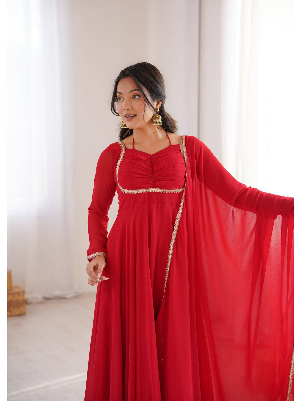 Womens Mauve Georgette Anarkali Kurta with Dupatta | KDG - view 19