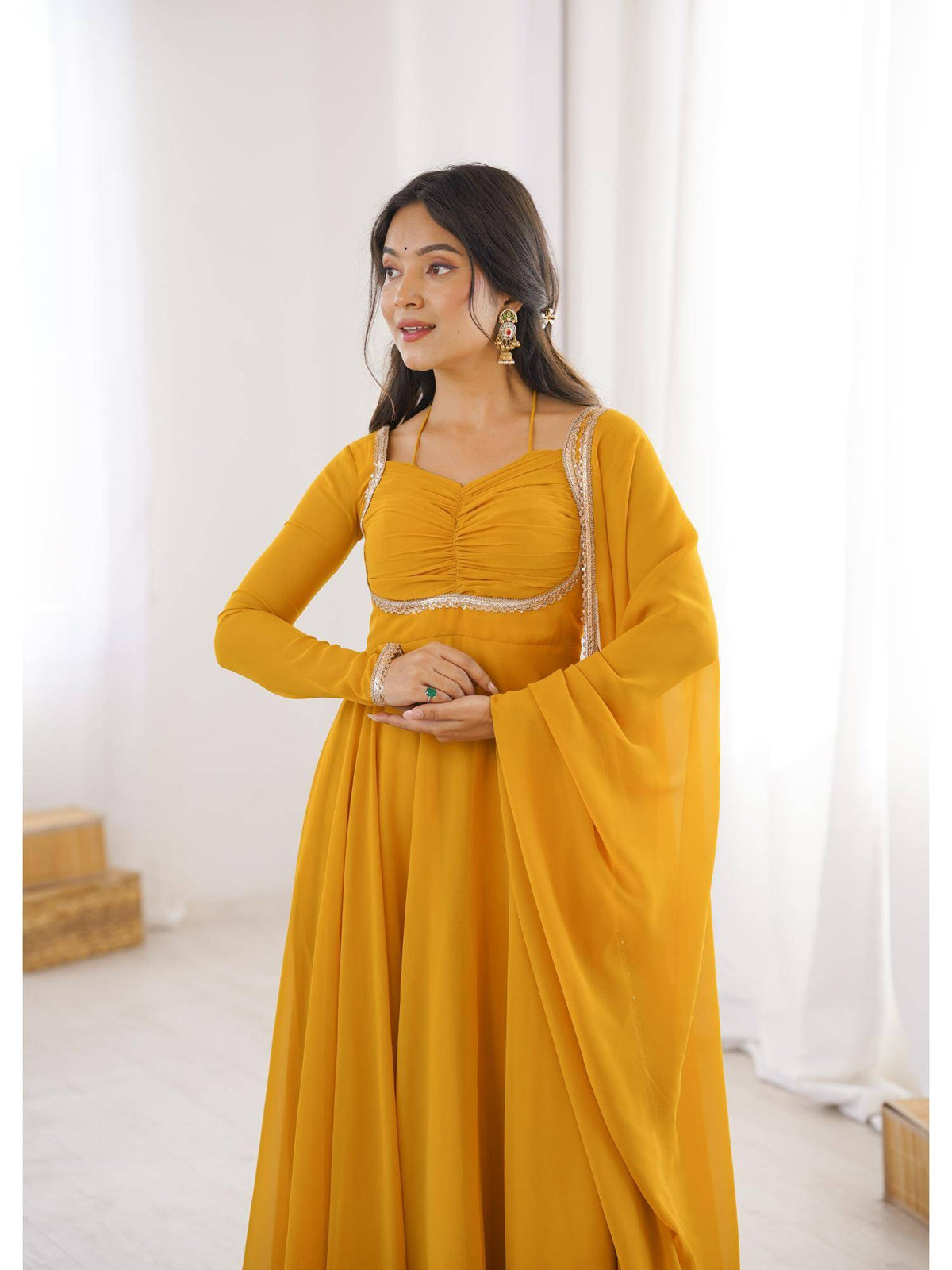 Womens Mauve Georgette Anarkali Kurta with Dupatta | KDG - view 46