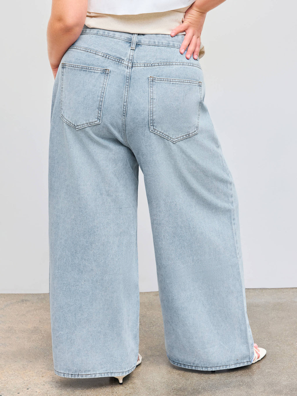 Denim Solid Women's High-Waist Wide-Leg Jeans Baby Blue | WL90 - view 2