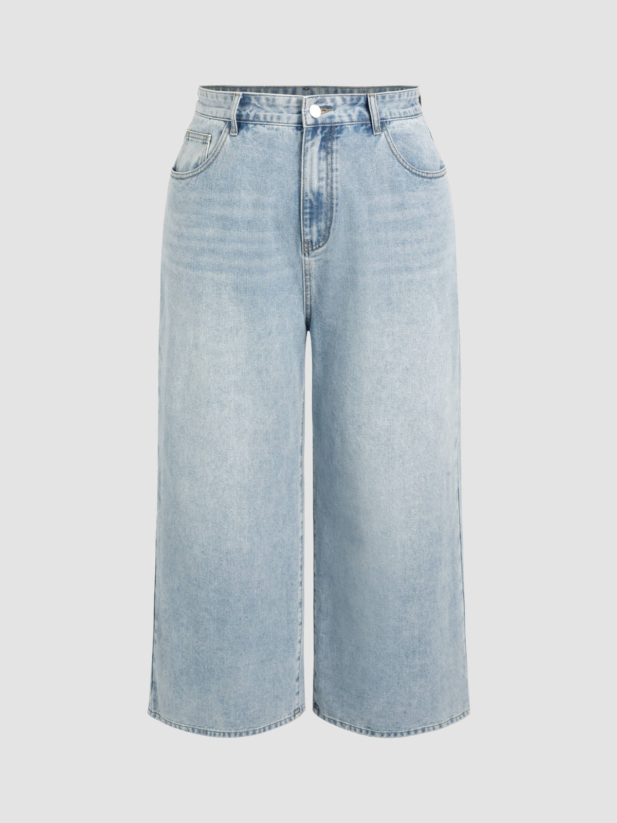 Denim Solid Women's High-Waist Wide-Leg Jeans Baby Blue | WL90 - view 4