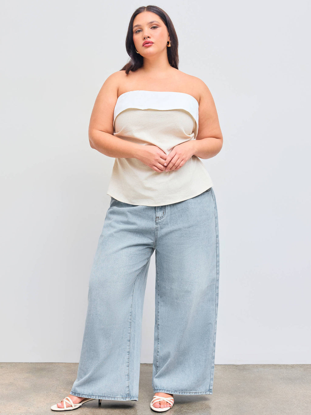 Denim Solid Women's High-Waist Wide-Leg Jeans Baby Blue | WL90 - view 6