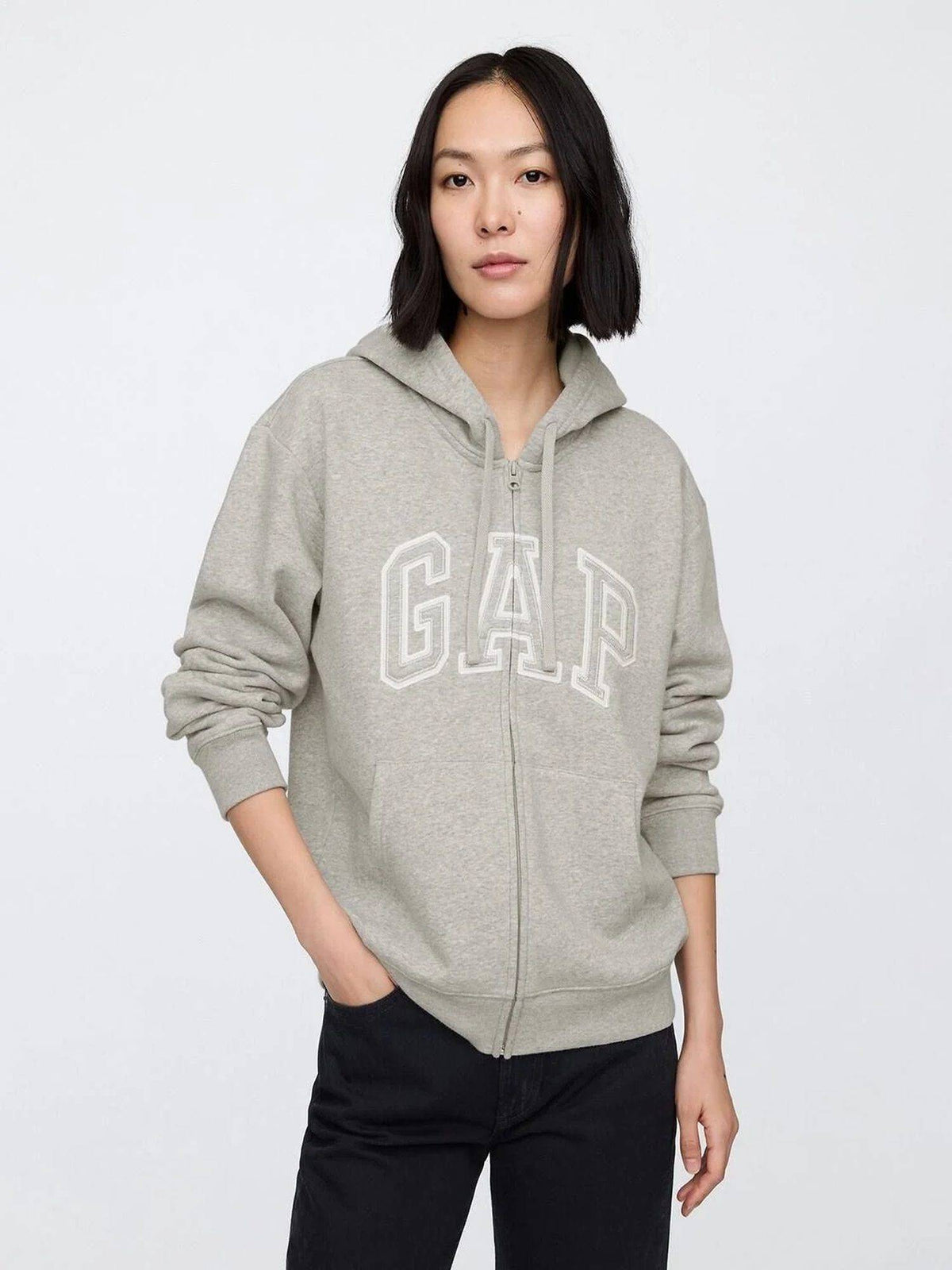Black Women's Relaxed Fit Logo Zip-Front Hoodie | HD56 - view 15