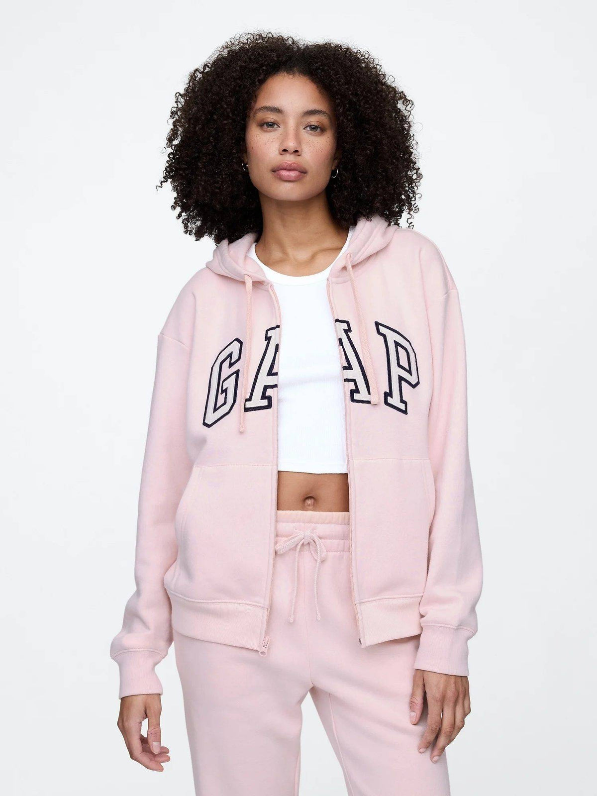 Black Women's Relaxed Fit Logo Zip-Front Hoodie | SS90 - view 5