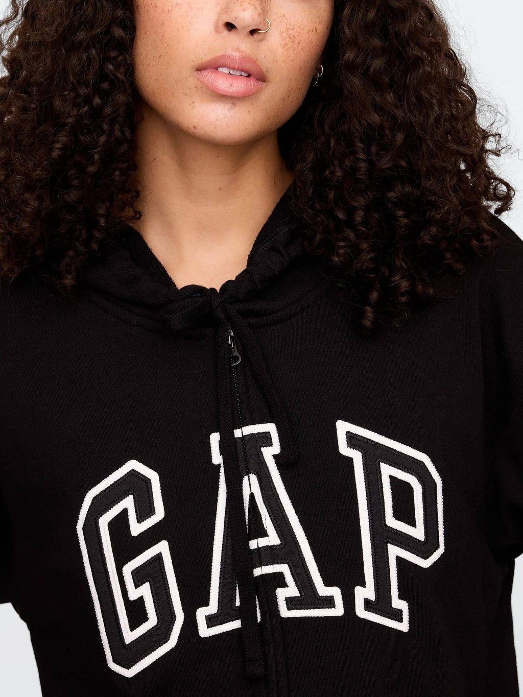Black Women's Relaxed Fit Logo Zip-Front Hoodie | HD56 - view 3