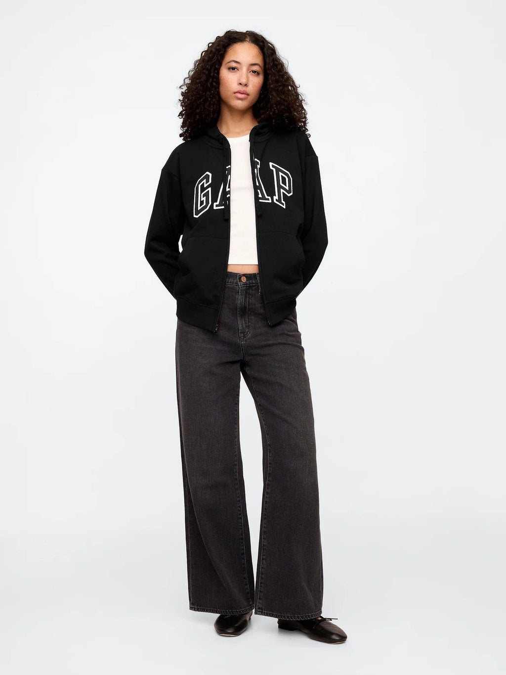 Black Women's Relaxed Fit Logo Zip-Front Hoodie | HD56 - view 4