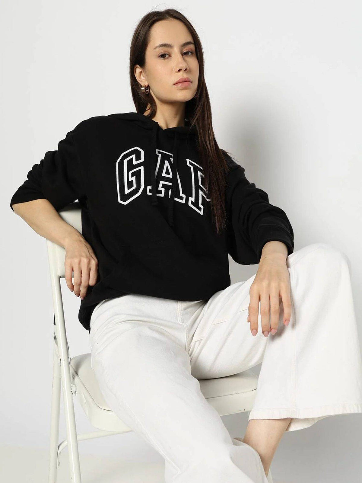 Black Women's Oversized Fit Logo Hoodie | HD56 - view 1