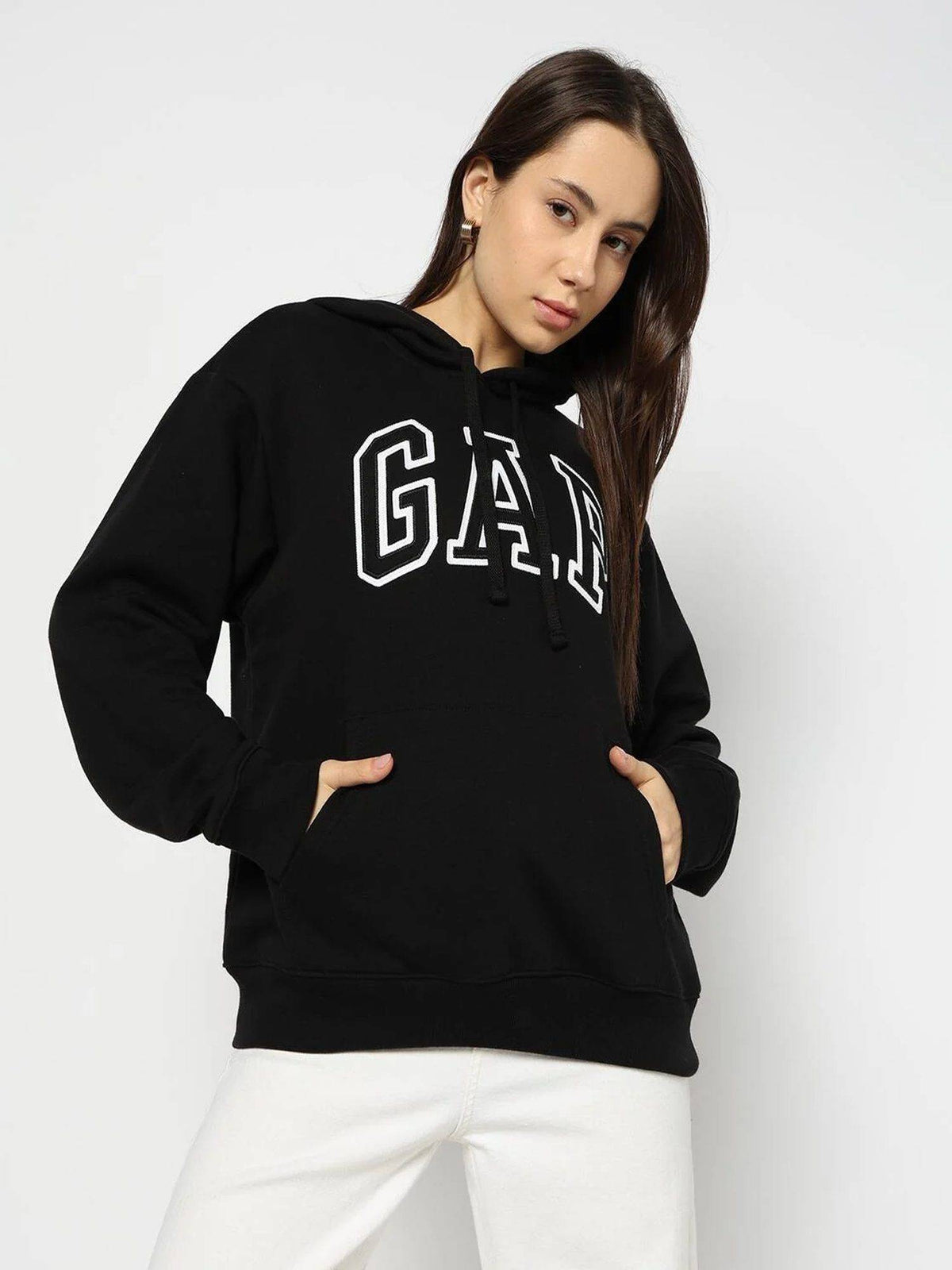 Black Women's Oversized Fit Logo Hoodie | HD56 - view 5