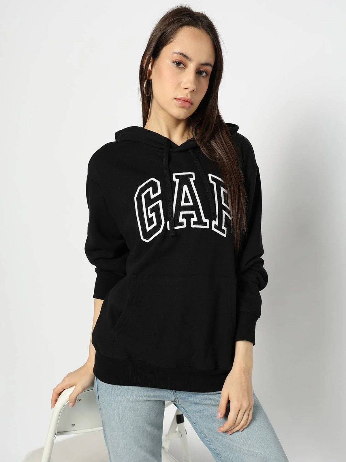 Black Women's Relaxed Fit Logo Hoodie | HD56 - view 1