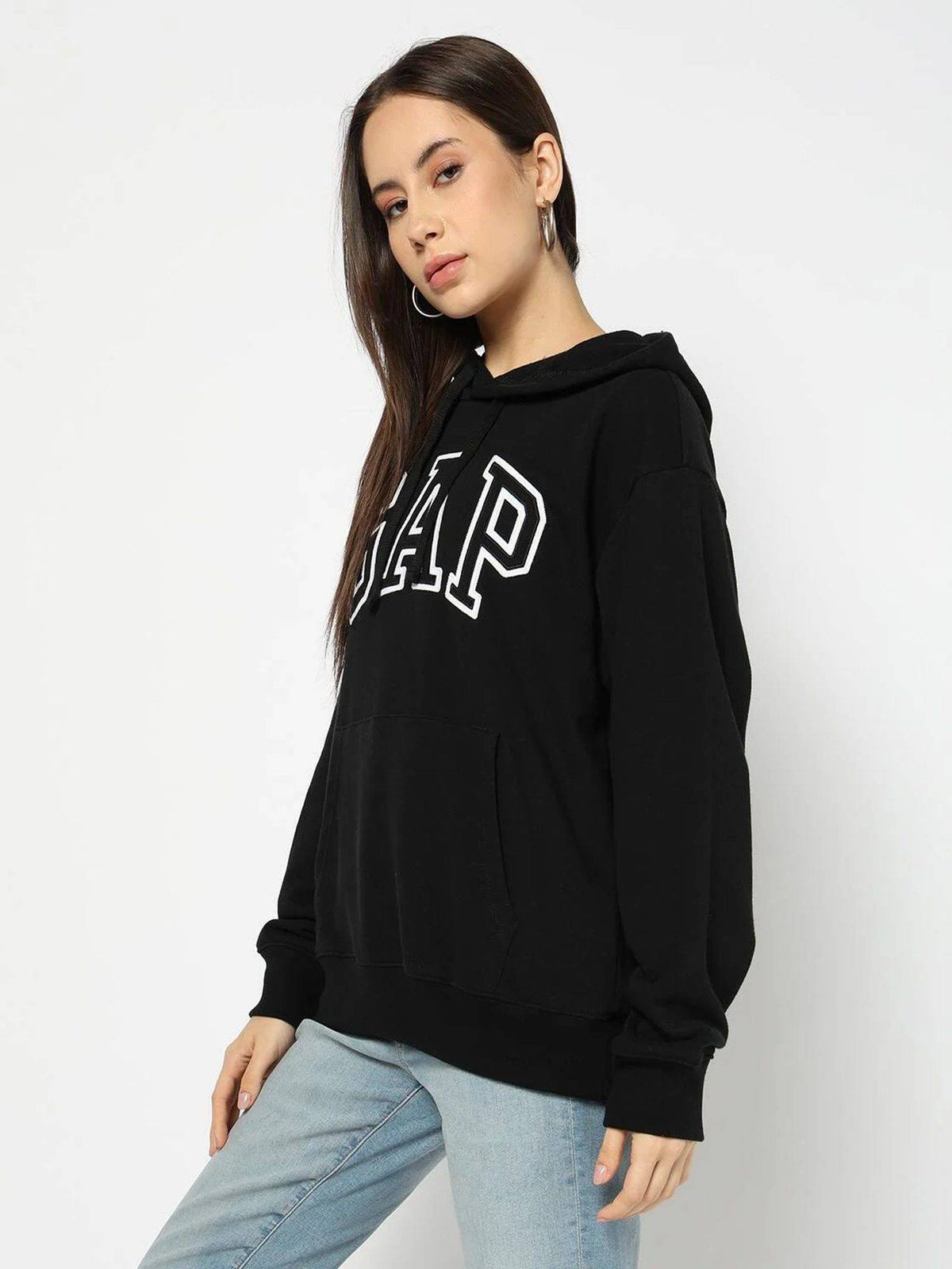Black Women's Relaxed Fit Logo Hoodie | HD56 - view 3