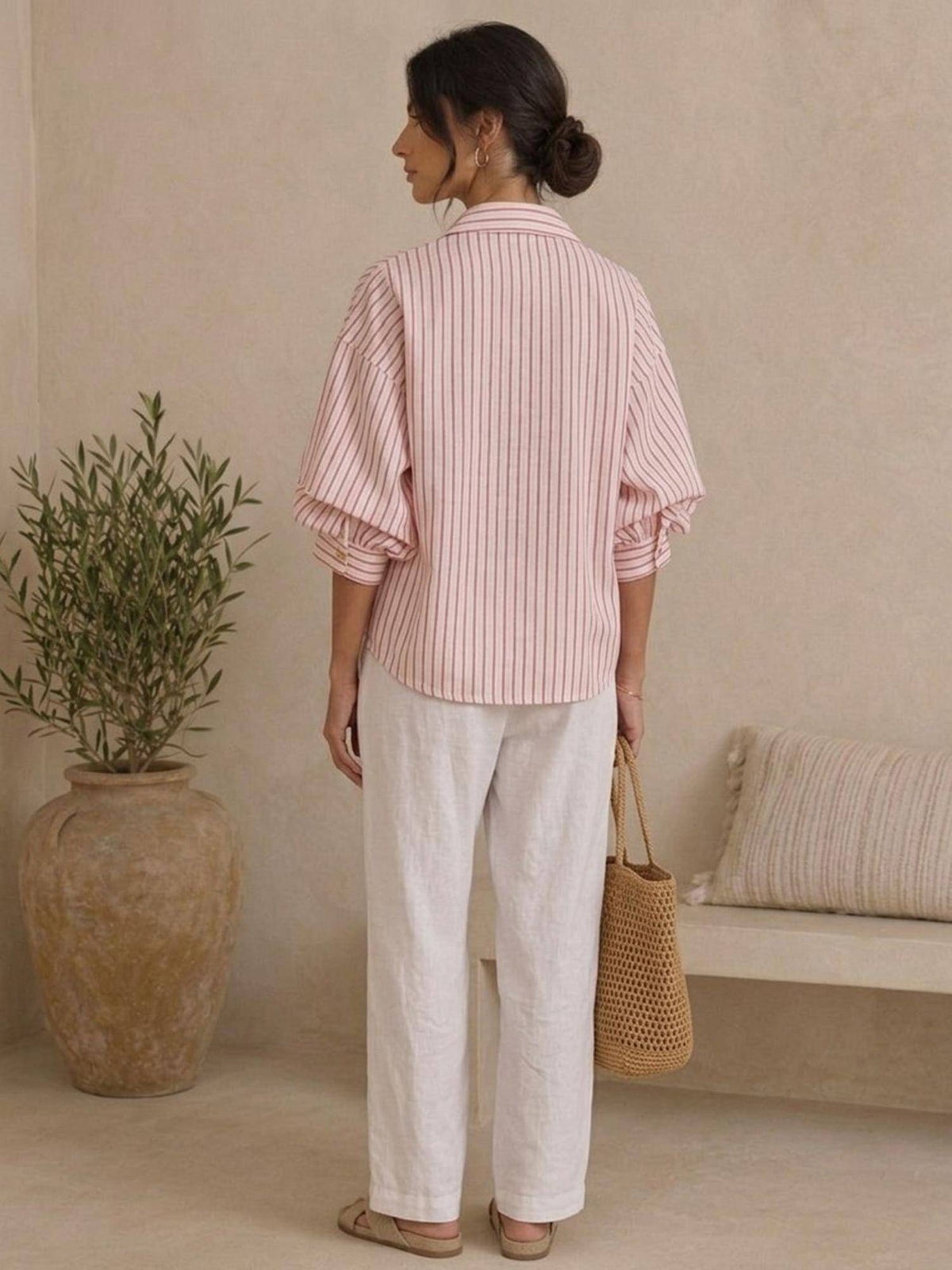 Cotton Stripe Pink Shirt | S67 - view 2