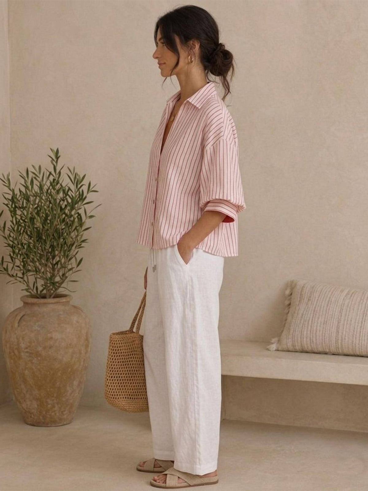 Cotton Stripe Pink Shirt | S67 - view 3