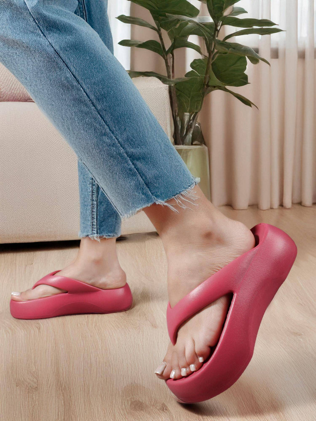 Women's Elevated Jelly Platform Thong Sandals | SD89 - view 2