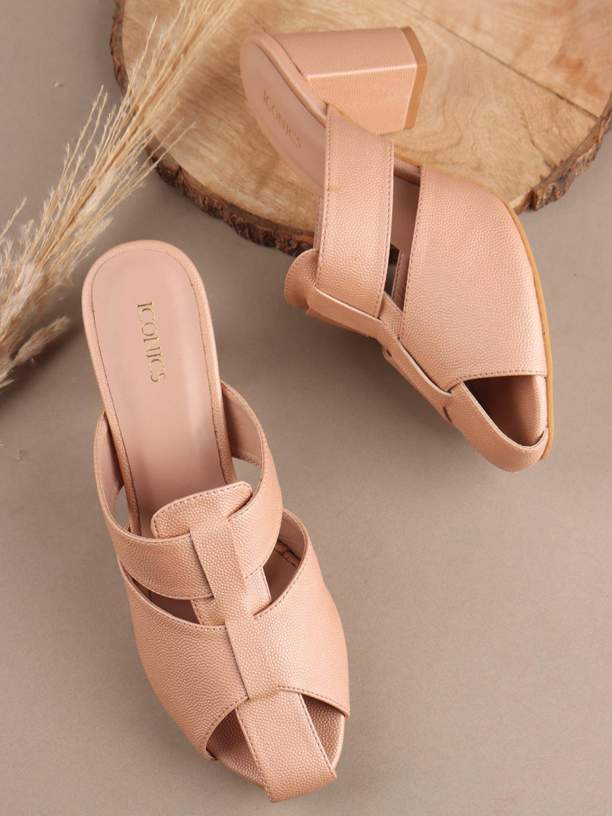 Women's Comfortable Style Woven Strap Block Heel | H78 - view 4