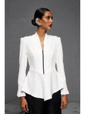 White Thick Woven Peplum Top | pt51 - view 1