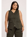 Olive Cotton Sleeveless Waist Coat | TT98 - view 1