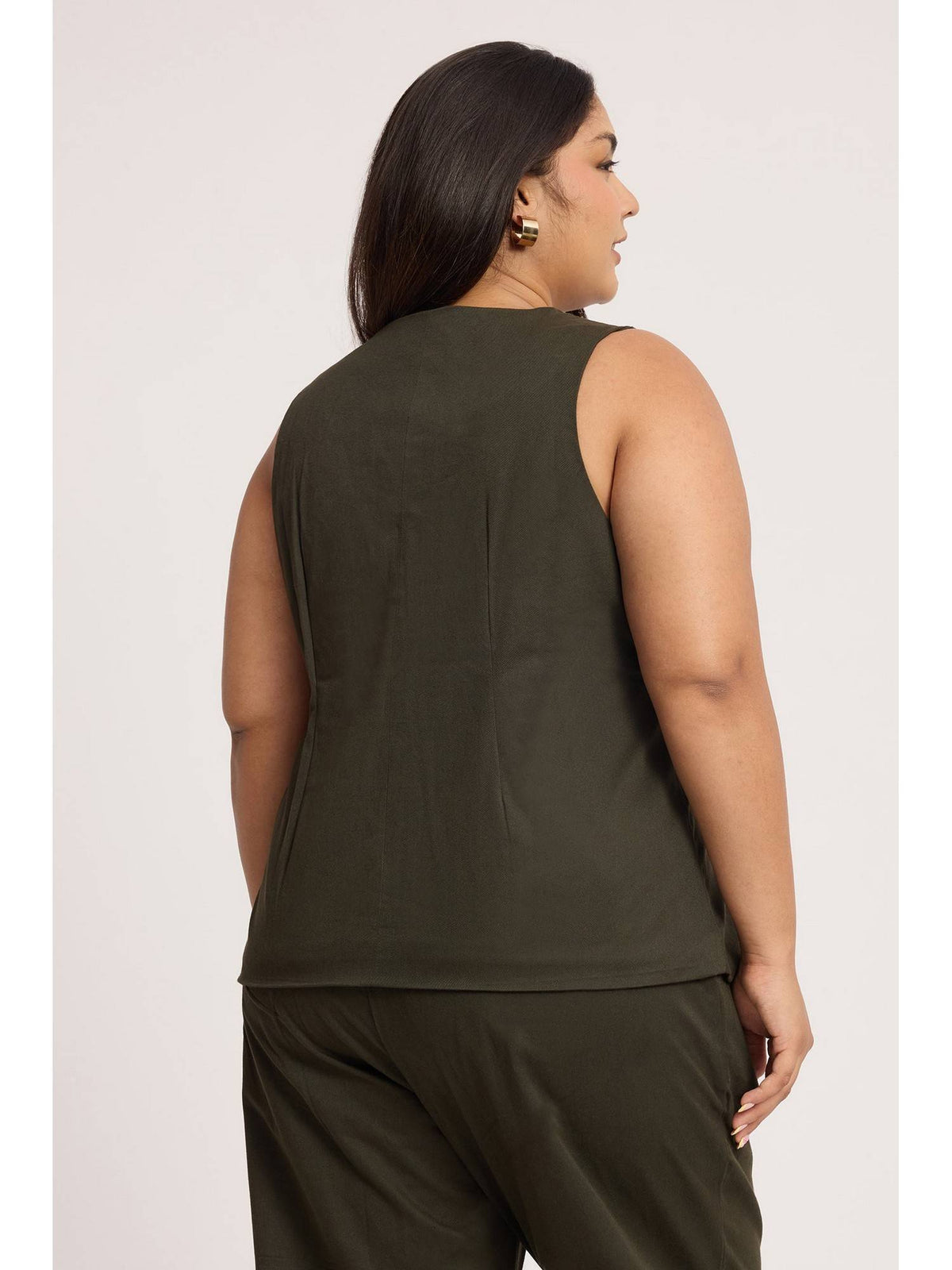 Olive Cotton Sleeveless Waist Coat | TT98 - view 4
