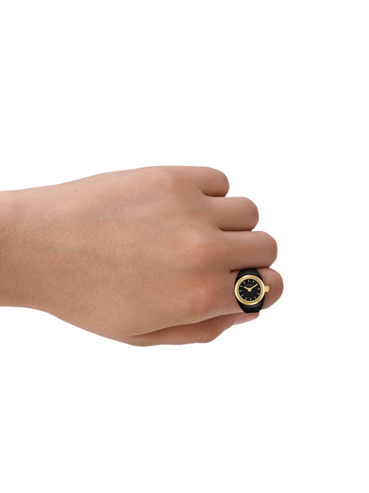 Black Quartz Analog Watch Ring (Es5413) | W92 - view 2