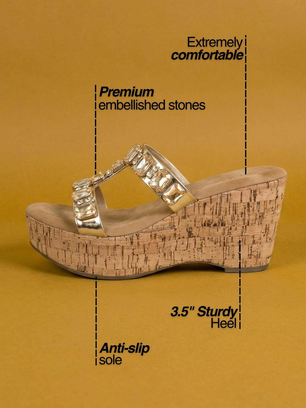 Heels Gold Wedges | H78 - view 4