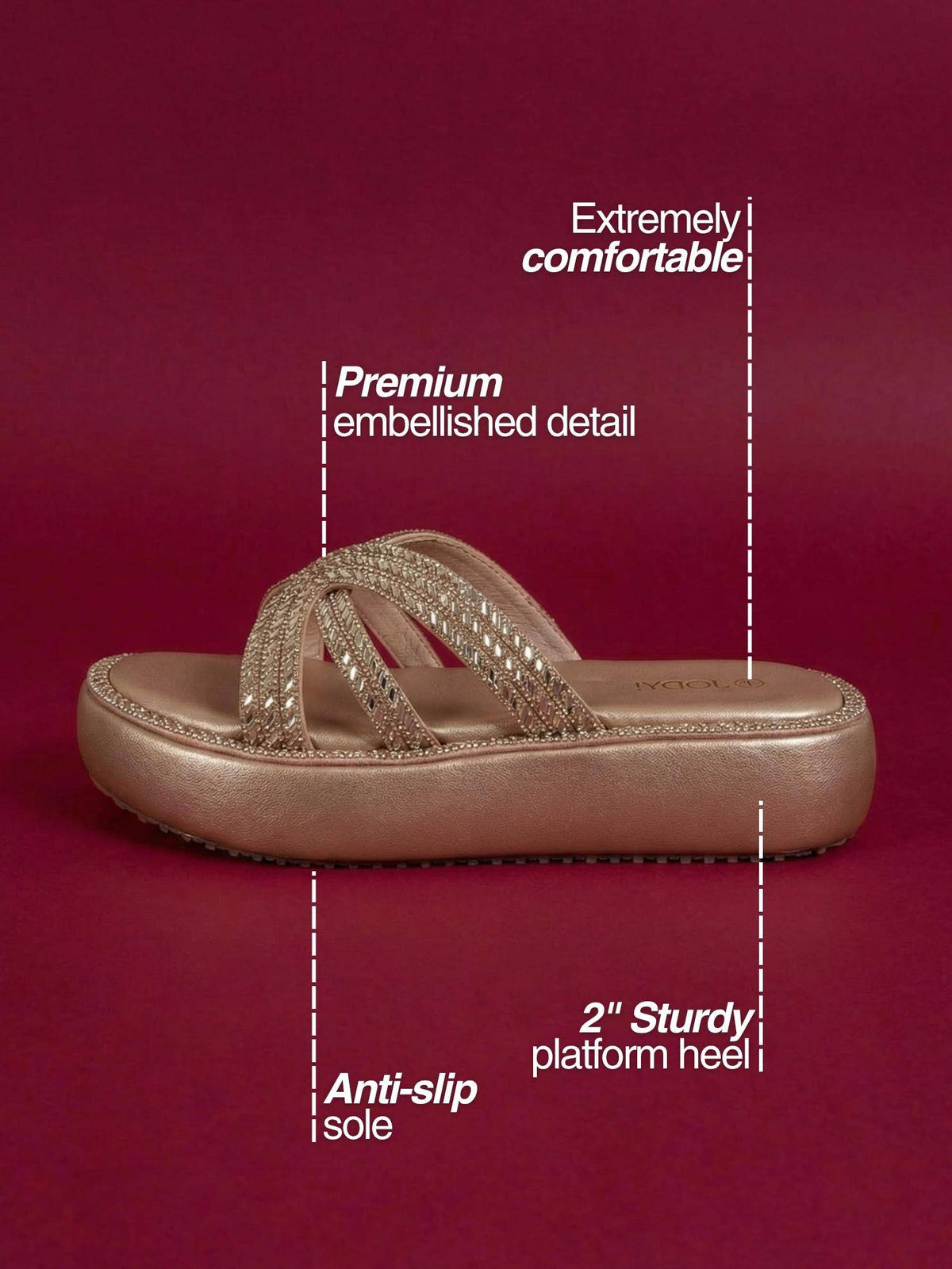 Heels Rose Gold Sandals | SD89 - view 4