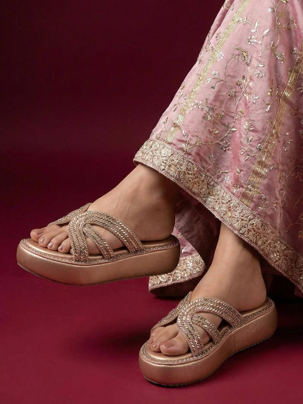 Heels Rose Gold Sandals | SD89 - view 5