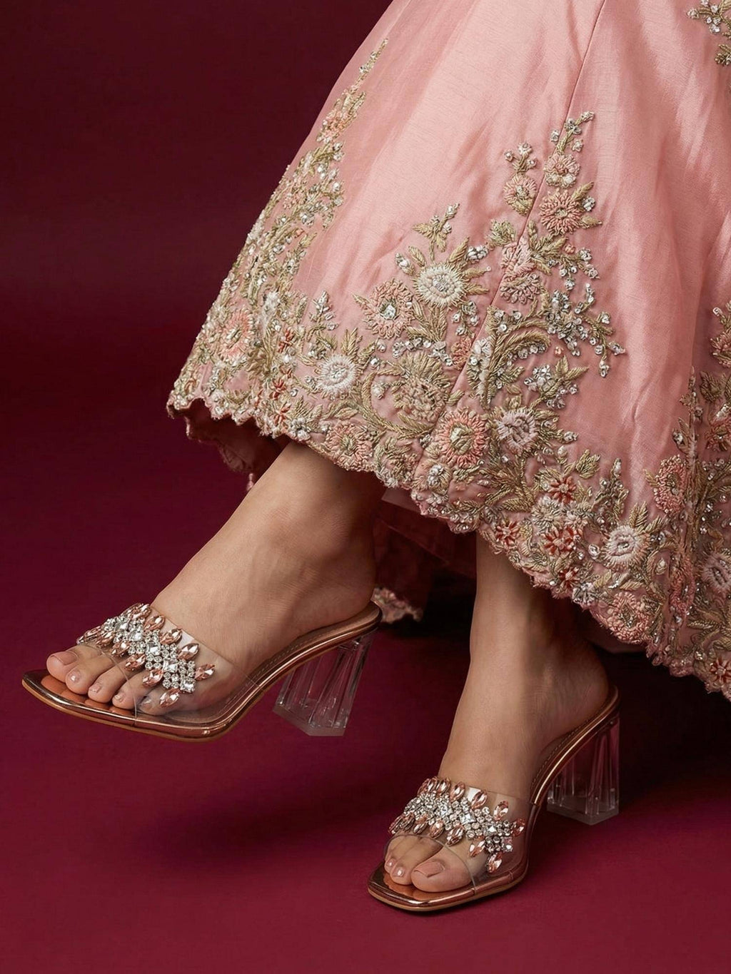 Heels Rose Gold Sandals | H78 - view 1