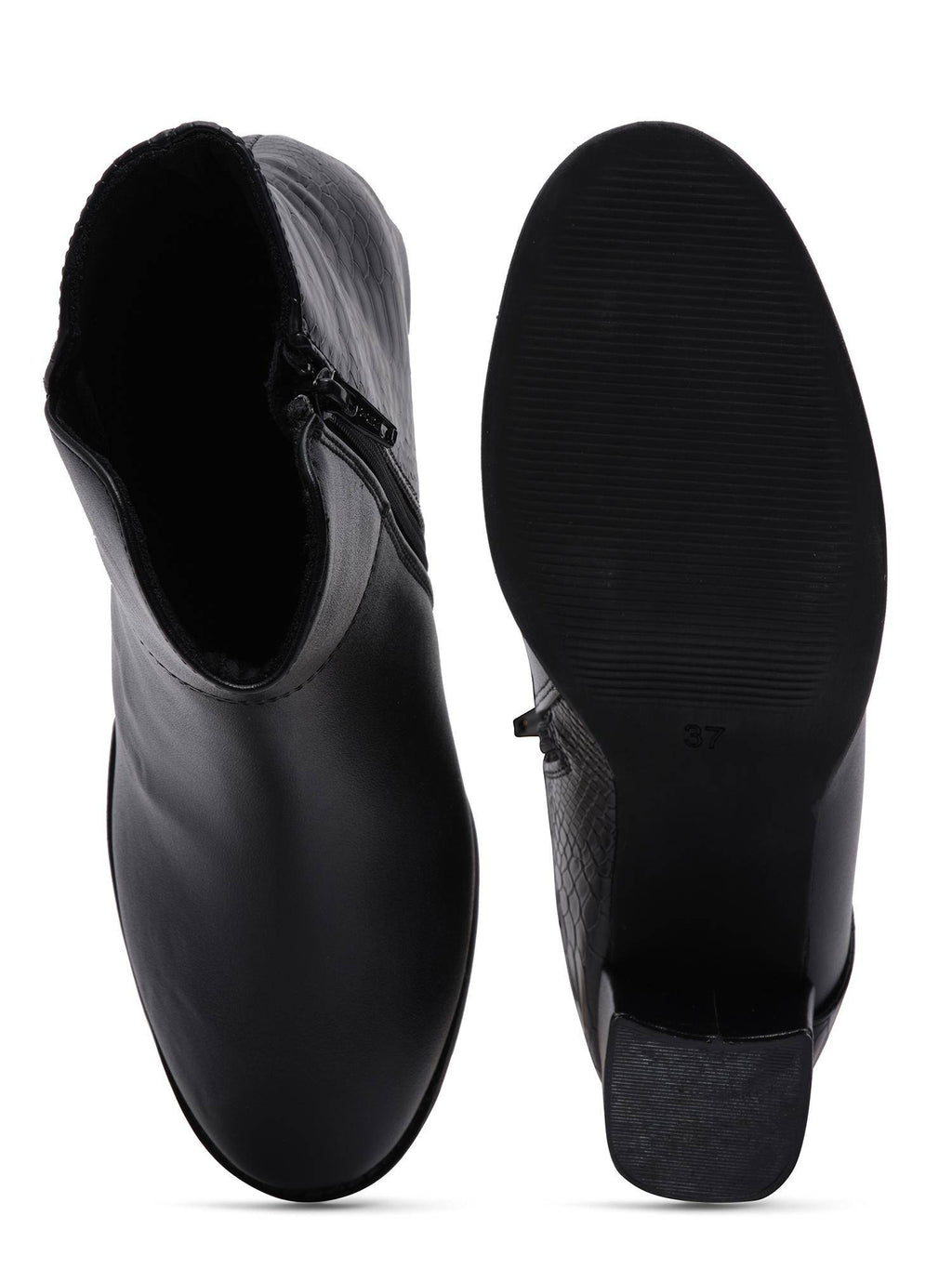 Maxine Black Mid Calf Casual Boots | BT61 - view 4