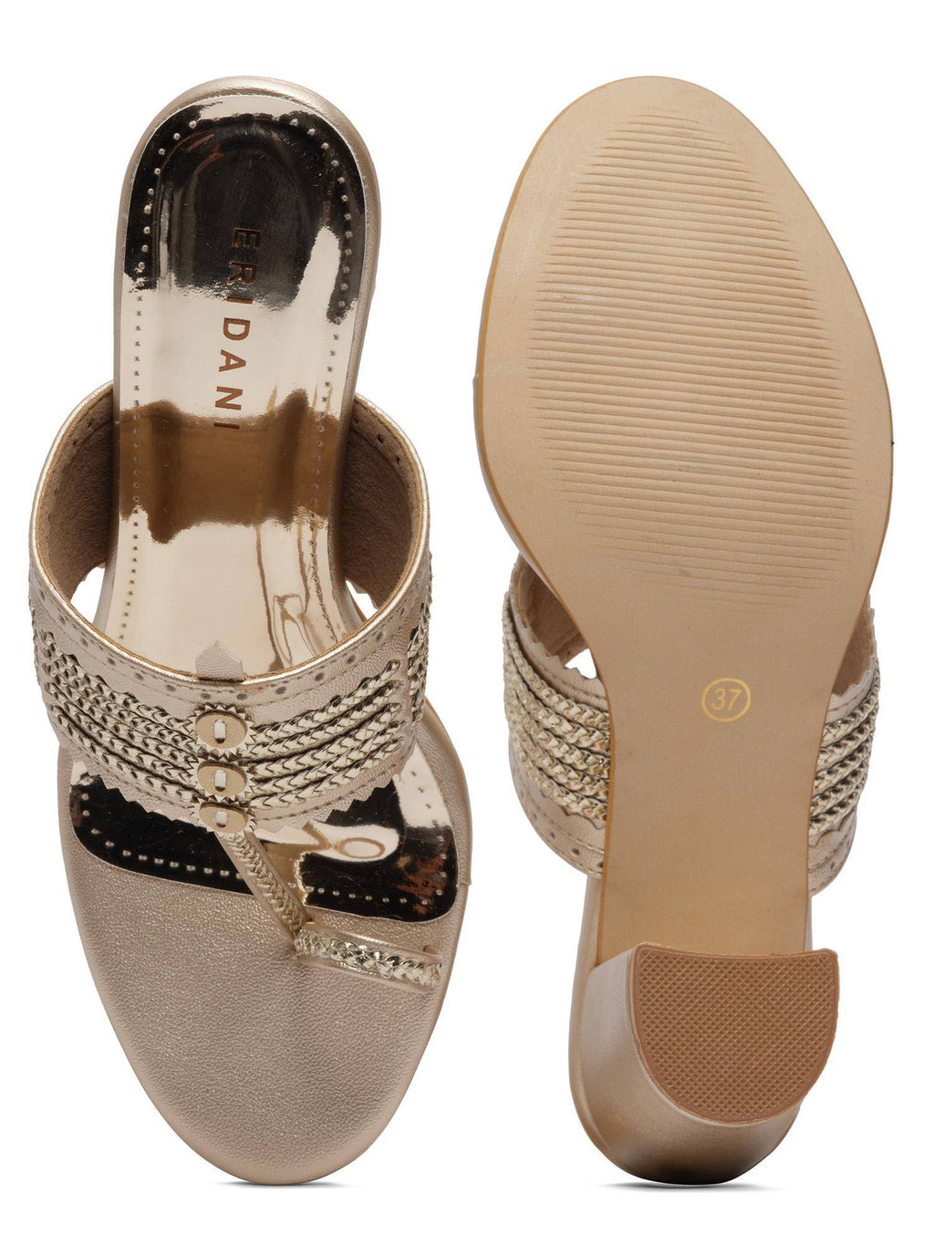 Niva Gold Kolhapuri Sandal Heels | H78 - view 3