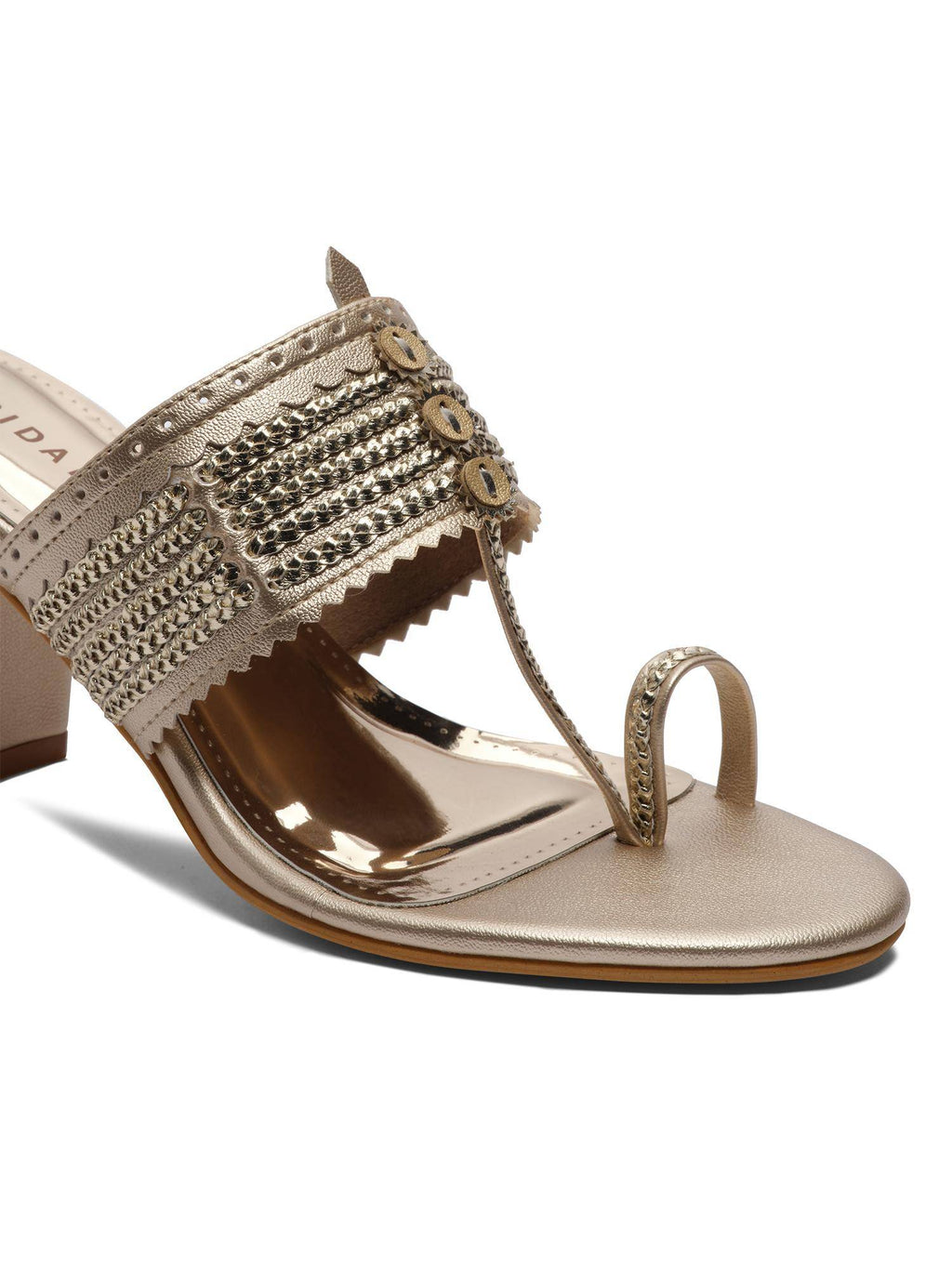 Niva Gold Kolhapuri Sandal Heels | H78 - view 5