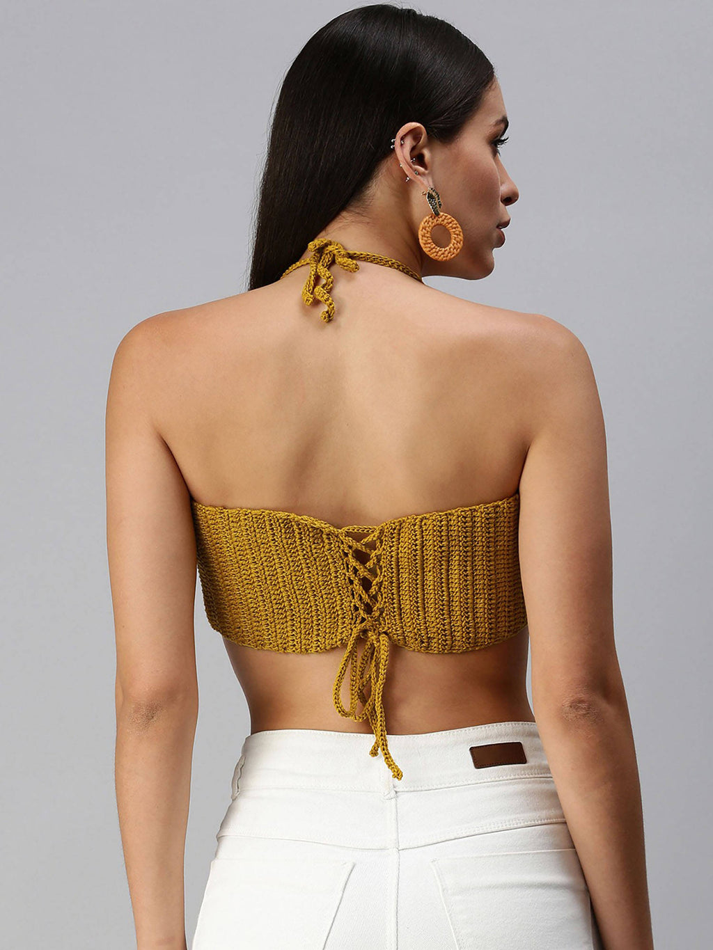 Cotton Halter Neck Bralette Crop Top - Multi Color | CT61 - view 4