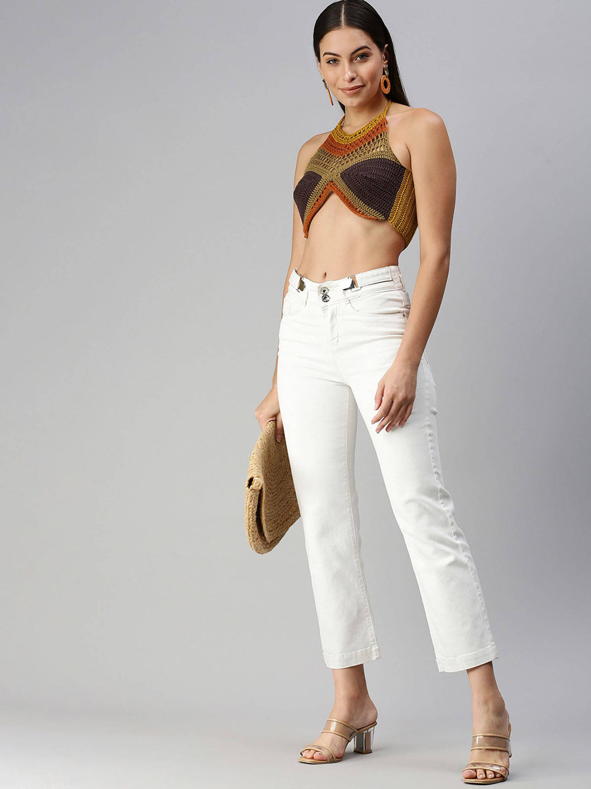Cotton Halter Neck Bralette Crop Top - Multi Color | CT61 - view 5