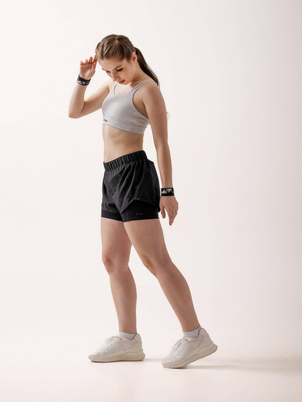 Blue Grey Solid Regular Fit High Rise Running Shorts - view 9