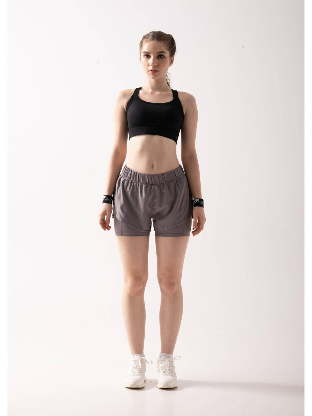Blue Grey Solid Regular Fit High Rise Running Shorts - view 5