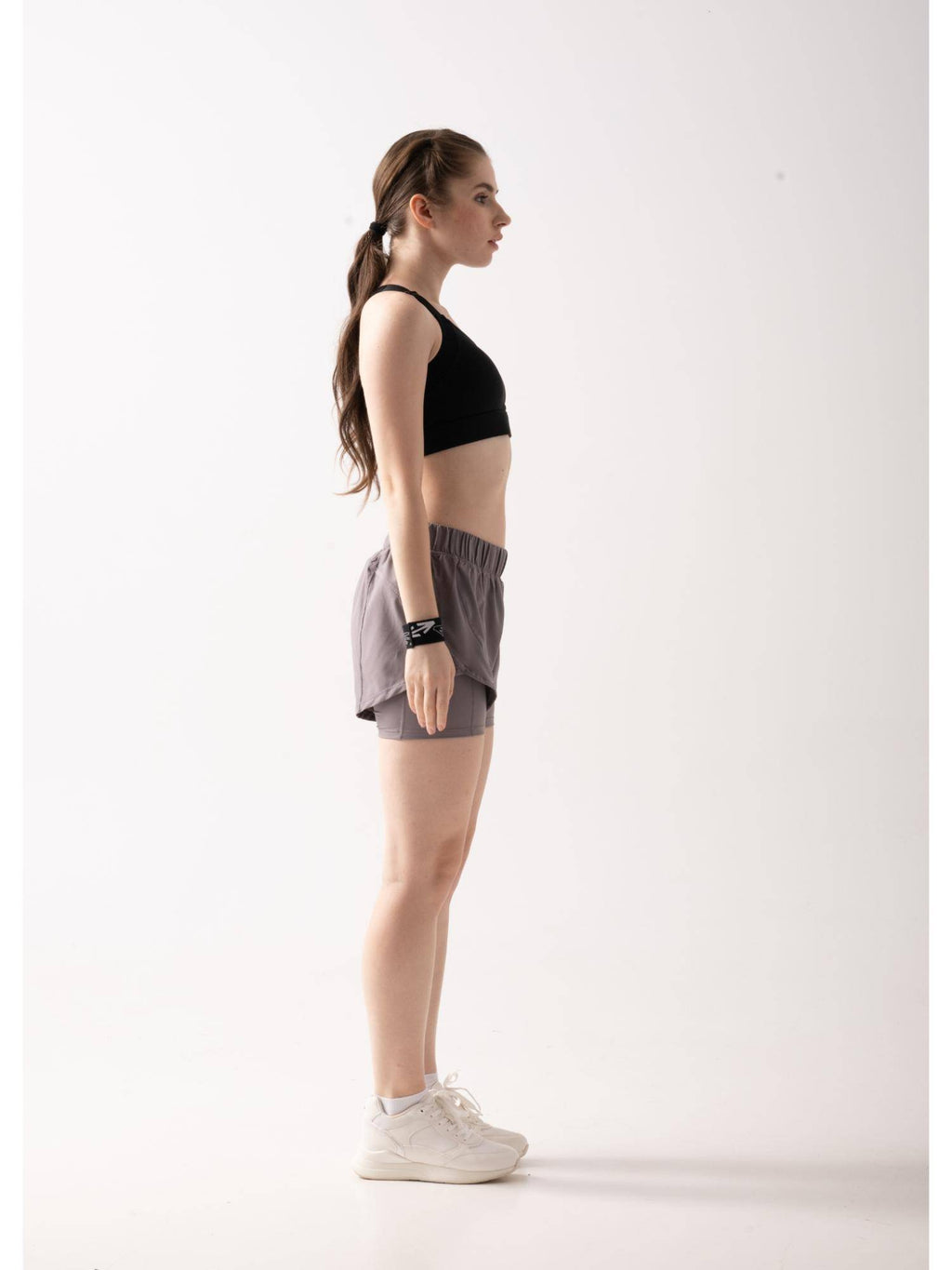 Blue Grey Solid Regular Fit High Rise Running Shorts - view 6
