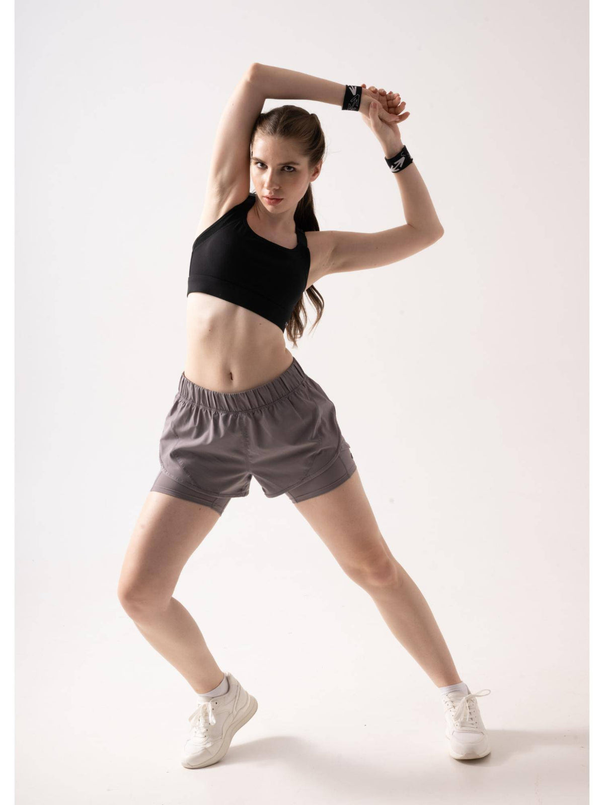 Blue Grey Solid Regular Fit High Rise Running Shorts - view 7
