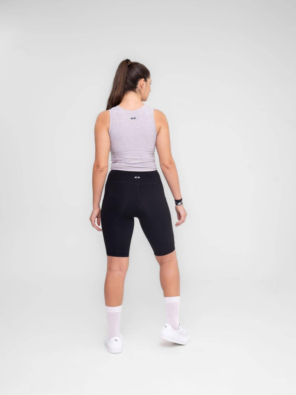 Black Solid Slim Fit High Rise Shorts - view 2