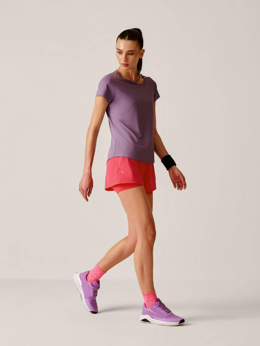 Pink Solid Regular Fit High Rise Running Shorts - view 5