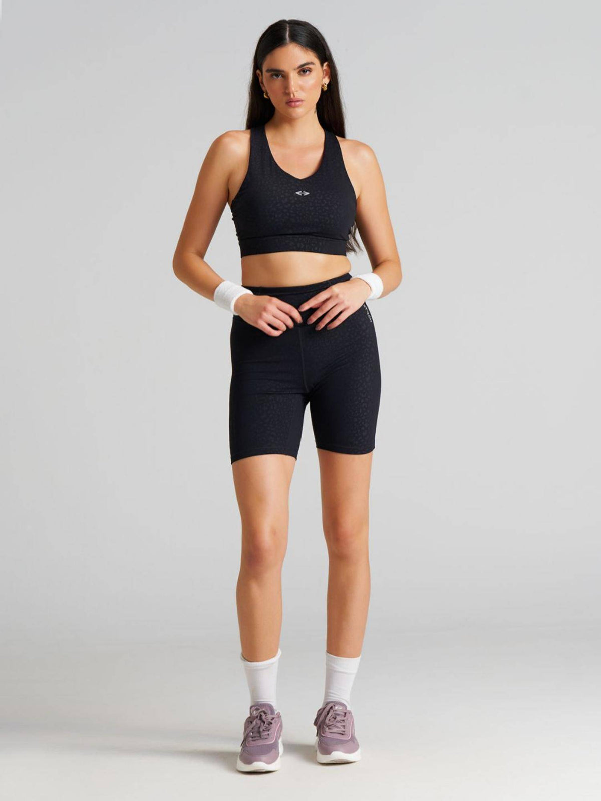 Jet Black Solid Slim Fit High Rise Shorts - view 1
